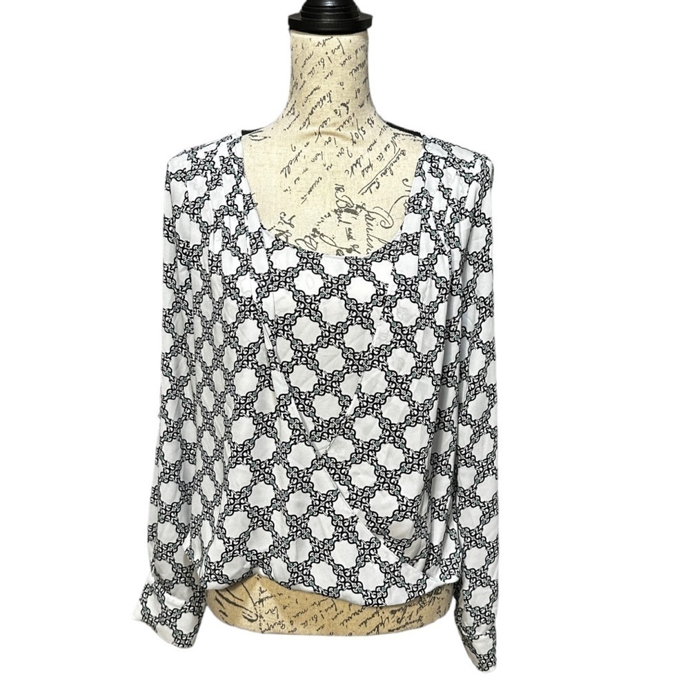 WHBM Long Sleeve Draped Blouse Size 4